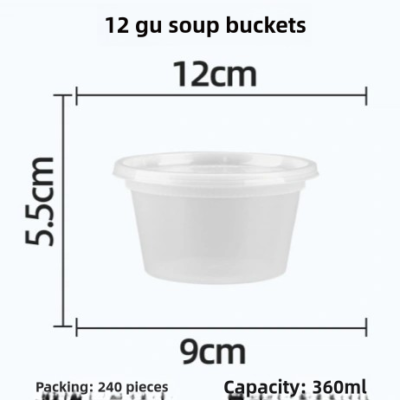 Seau à soupe en plastique transparent