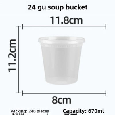 Seau à soupe en plastique transparent