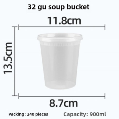 Seau à soupe en plastique transparent